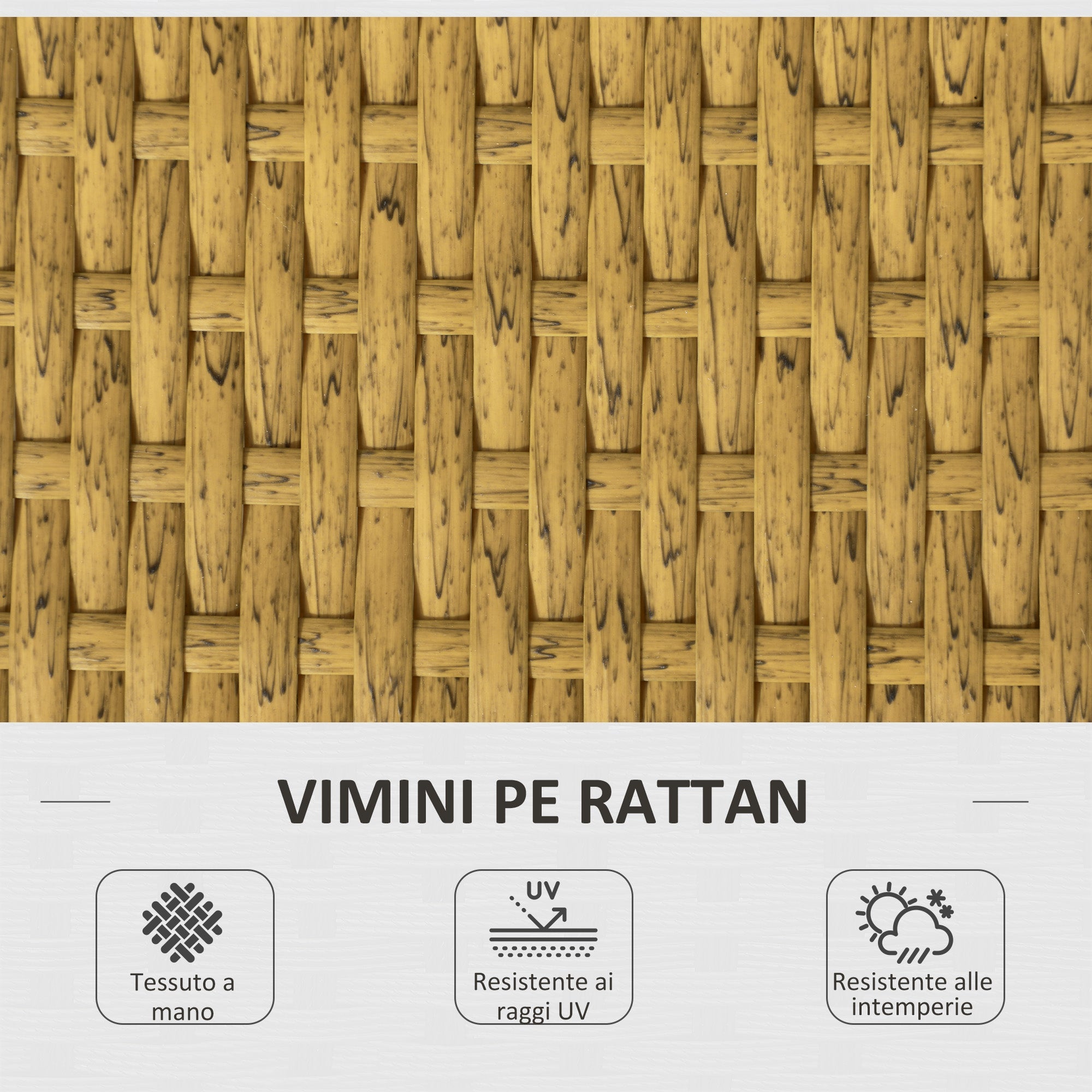 Salotto da Giardino Divano 2 Posti con Chaise Longue e Tavolino in Rattan PE Crema