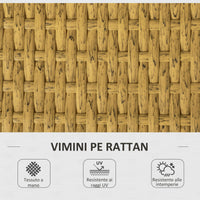 Salotto da Giardino Divano 2 Posti con Chaise Longue e Tavolino in Rattan PE Crema