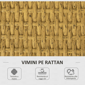 Salotto da Giardino Divano 2 Posti con Chaise Longue e Tavolino in Rattan PE Crema