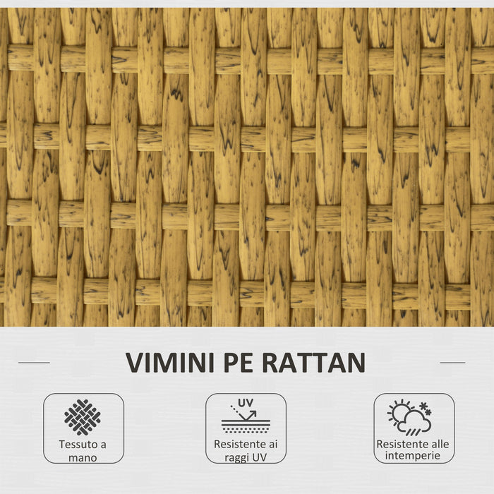 Salotto da Giardino Divano 2 Posti con Chaise Longue e Tavolino in Rattan PE Crema