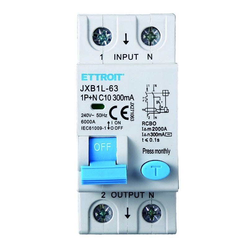 Interruttore Magnetotermico Differenziale 1P+N 10A 6KA 300mA 220V Occupa 2 Moduli DIN