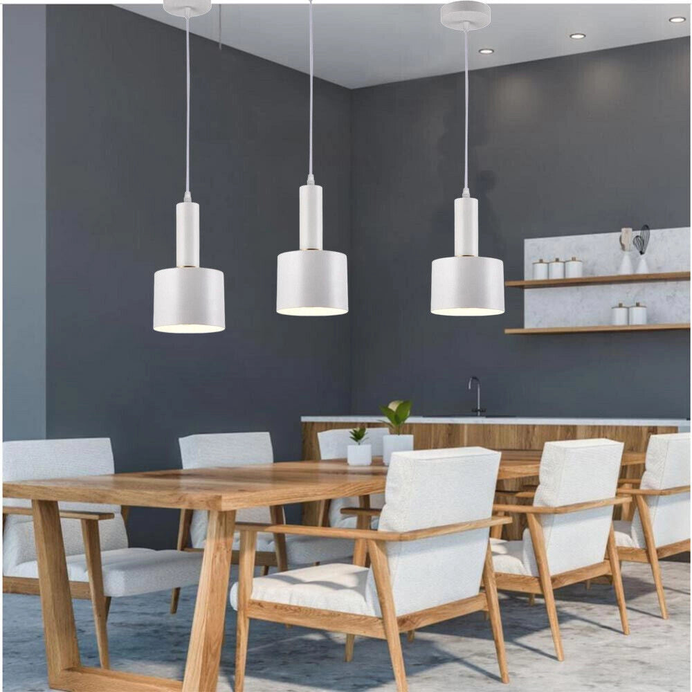 Trade Shop - Lampadario A Sospensione Soffitto E27 Lampada Pendente Minimal Per Cucina Isola Snack A22 - Bianco