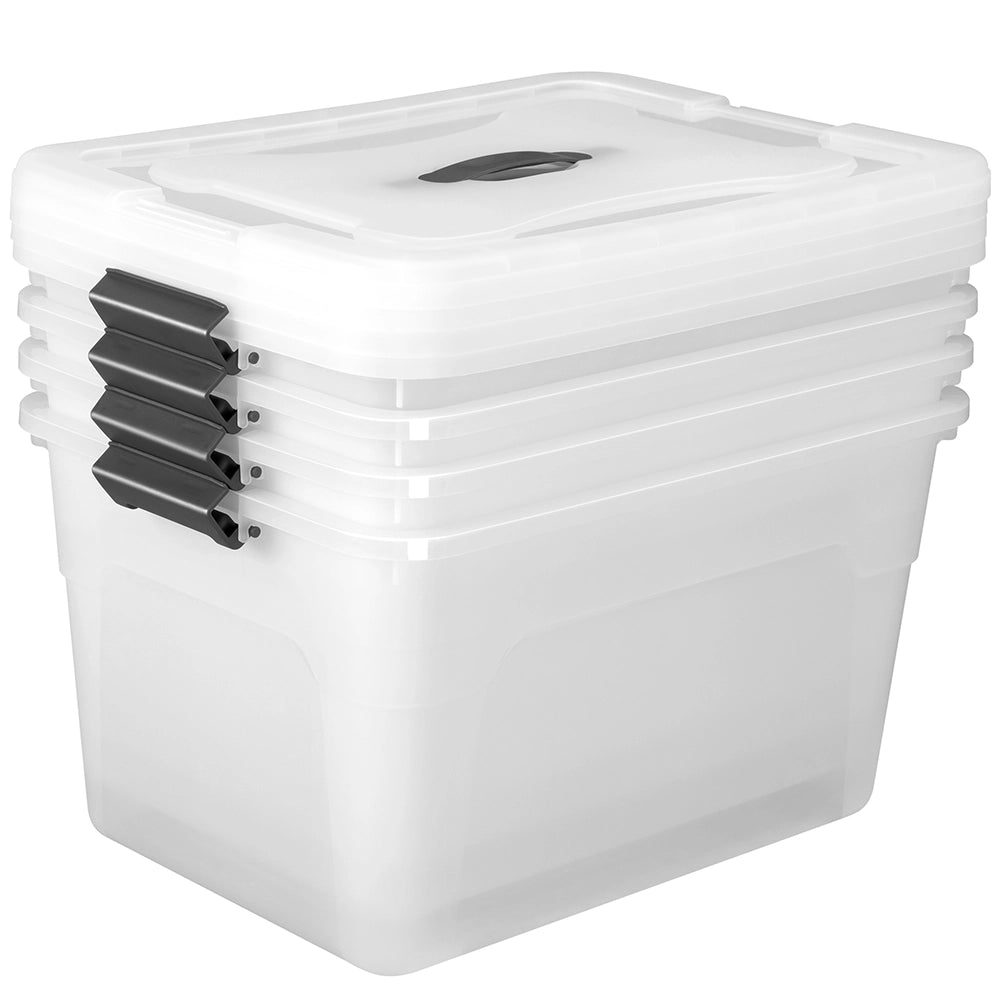 Set Scatole 4 x 30 L Portaoggetti in Plastica Cassetto Contenitore Salvaspazio