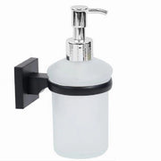 Trade Shop - Dispenser Dosatore Erogatore Sapone Da Muro Parete Nero In Acciaio Vetro Bagno -