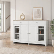 Credenza con 4 ante e 2 cassetti, ripiani regolabili, in MDF legno e bianco per cucina e soggiorno, 120 × 37 × 80 cm