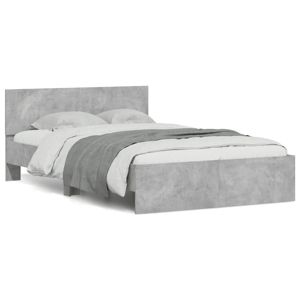 Giroletto con Testiera e LED-Struttura Letto con testiera Grigio Cemento 135x190 cm 273331