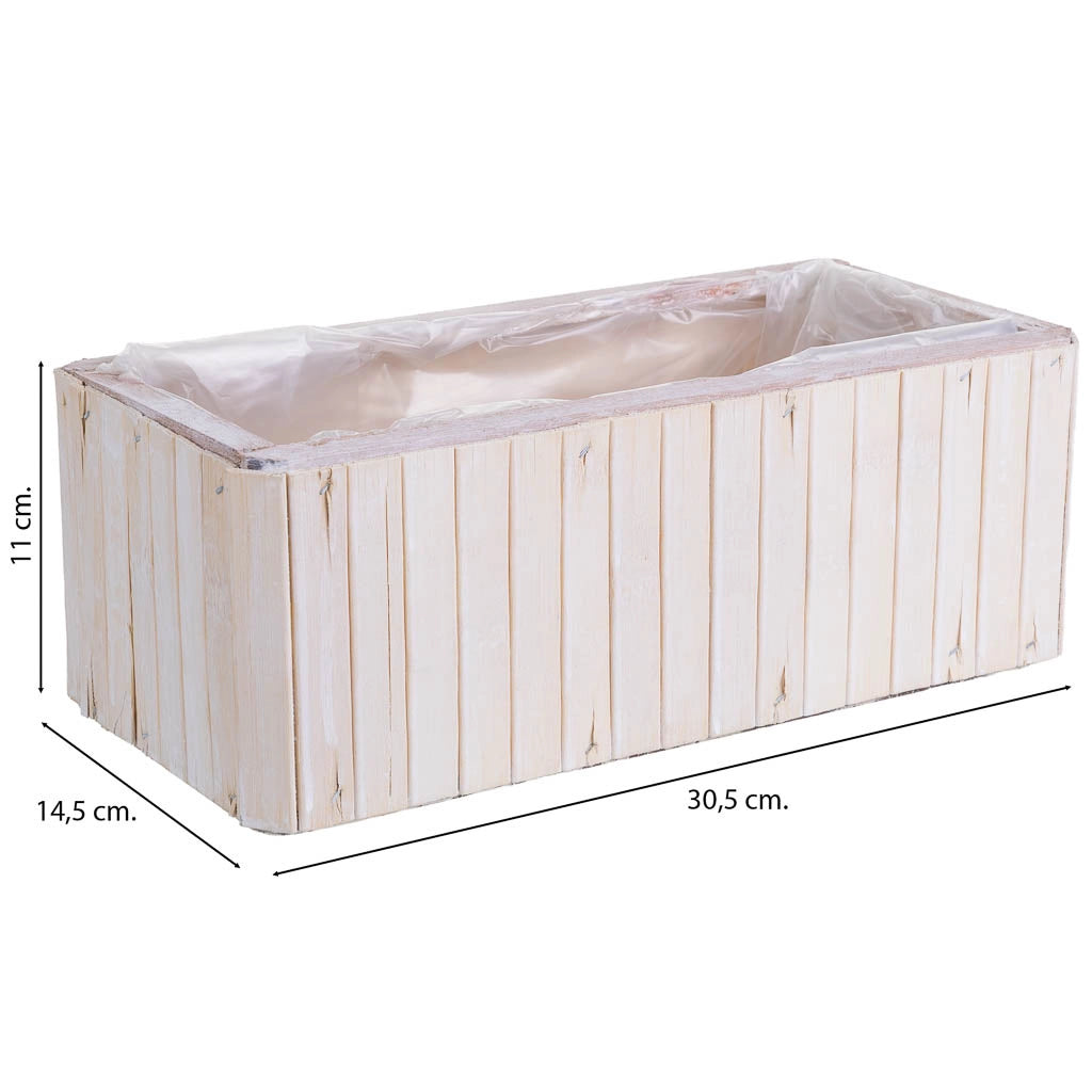 Cesto rettangolare in legno marrone 30,5x14,5x11h
