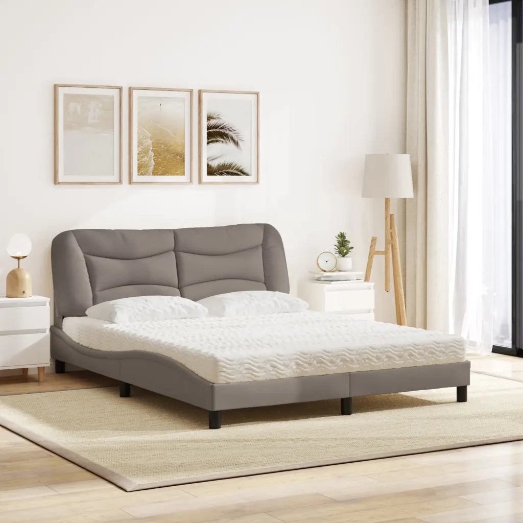 Letto con Materasso Hvar Tortora 160x200 cm in Tessuto 3208545
