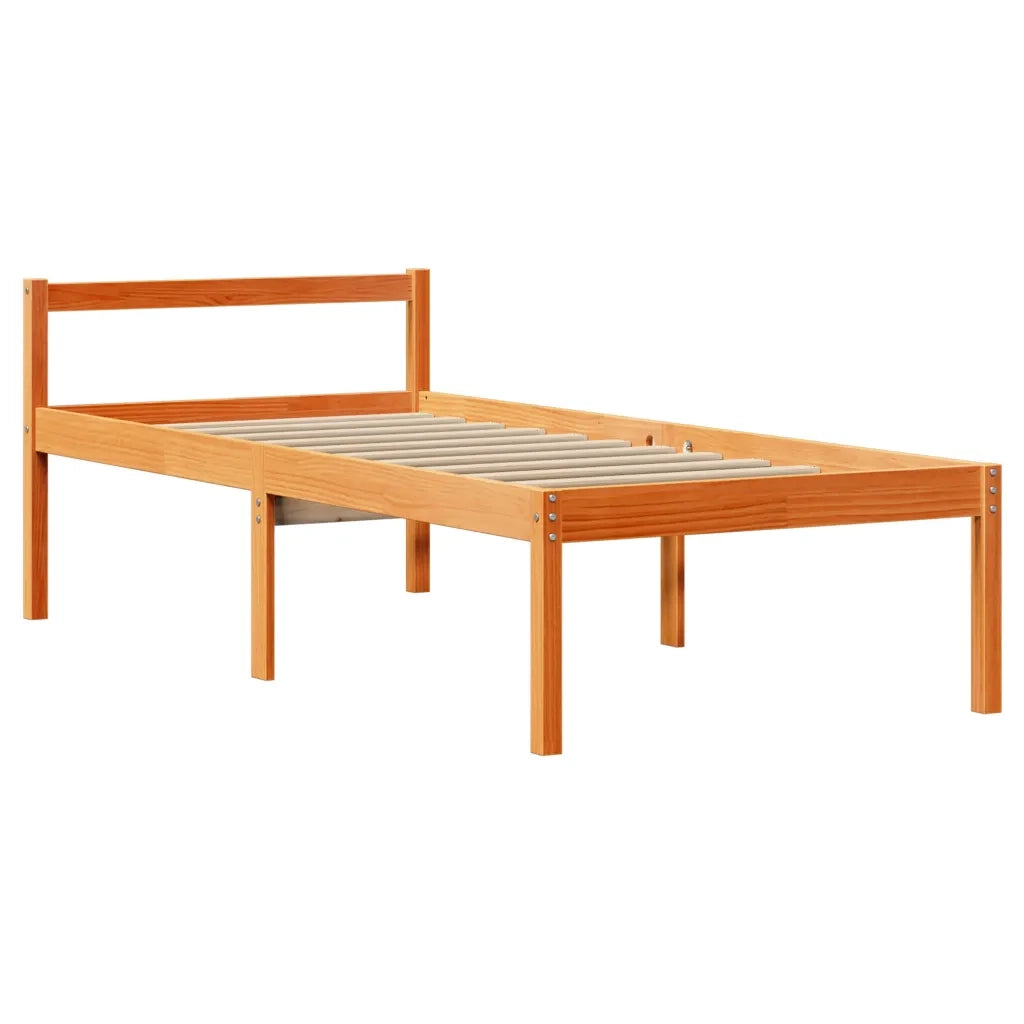 Giroletto con Testiera Marrone Cera 75x190 cm Massello Pino 3305875