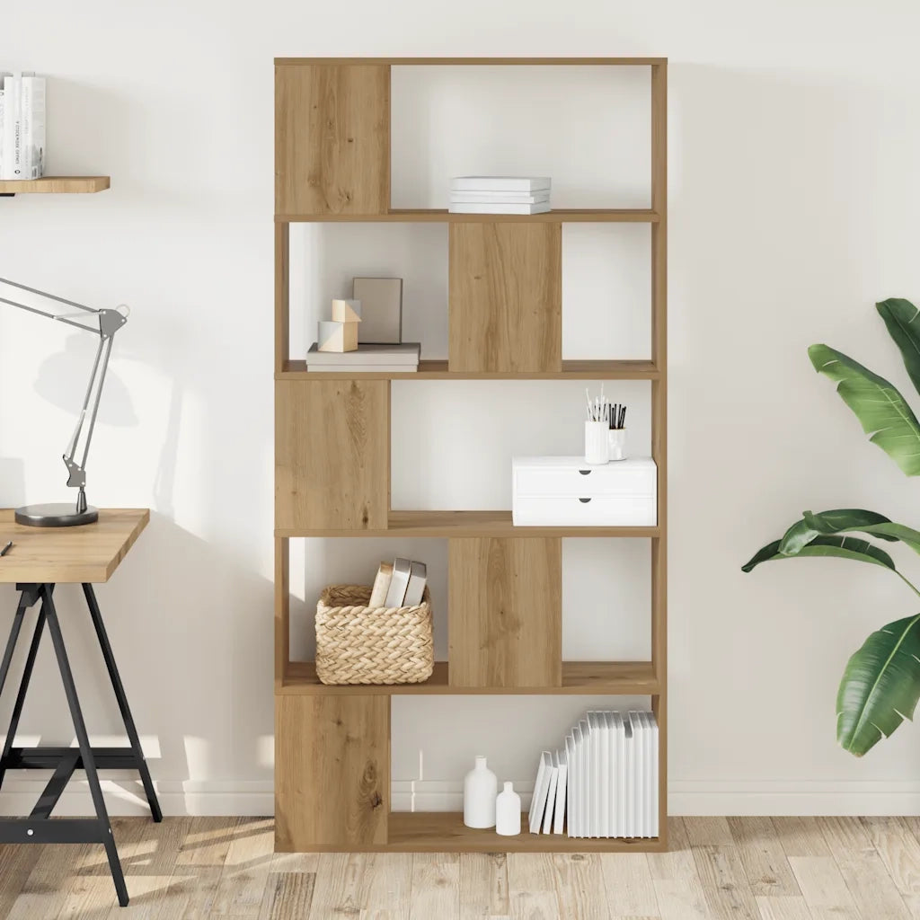 Libreria 5 Piani Rovere Artigianale 80,5x23,5x162,5 Multistrato