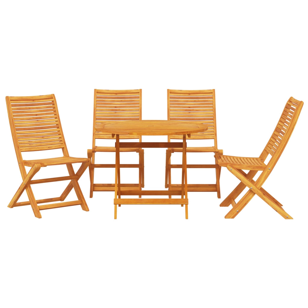 Set da pranzo da giardino 5 pezzi in legno massello di acacia