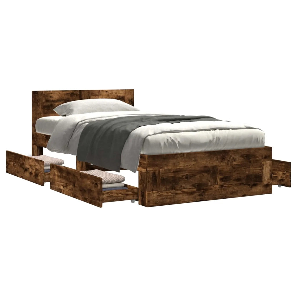 Struttura letto con testata Rovere Fumo 80 x 200 cm 3429679