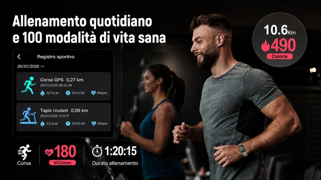 Smartwatch Orologio connesso con display nascosto; monitoraggio 24 ore su 24 della salute: battito cardiaco; HRV; SpO2 e sonno; 2 braccialetti; app gratuita per iOS e Android - Argento