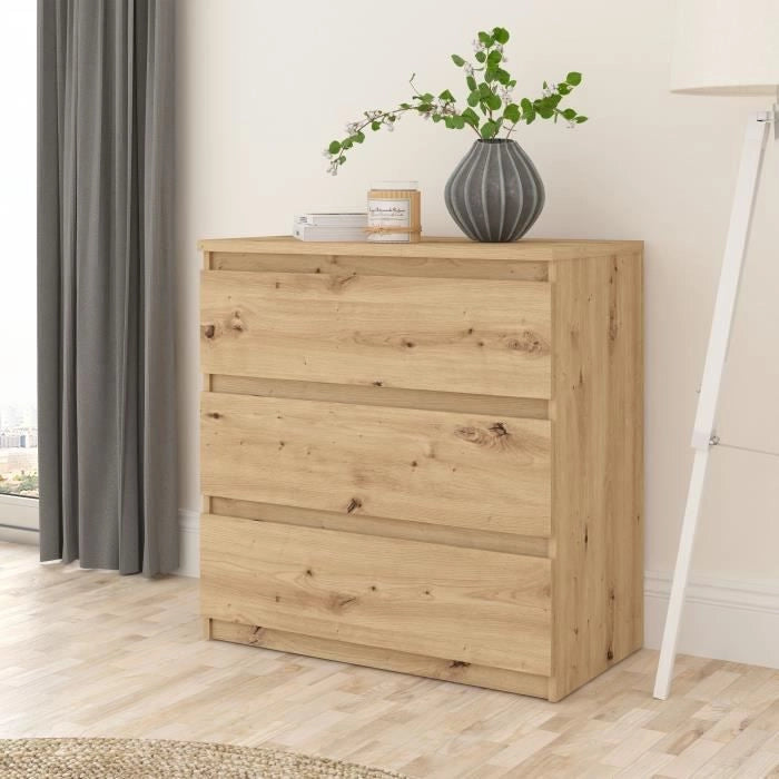 Cassettiera CHELSEA 3 cassetti - 77,2 cm - Decoro rovere artigianale