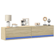 Mobile TV a Parete con LED Rovere Sonoma 180x31x38 cm 3307949