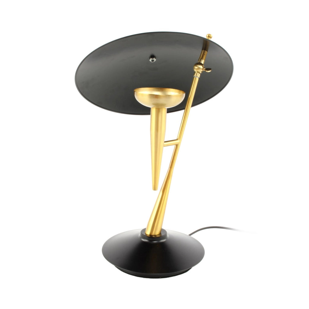 Lampada da tavolo Flyer 100 in metallo oro e nero