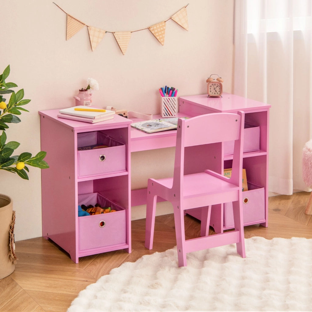 Toeletta da trucco con sgabello per bambini, Set da gioco da principessa con 3 specchi rimovibili 4 contenitori Rosa-Toelette per bimbi
