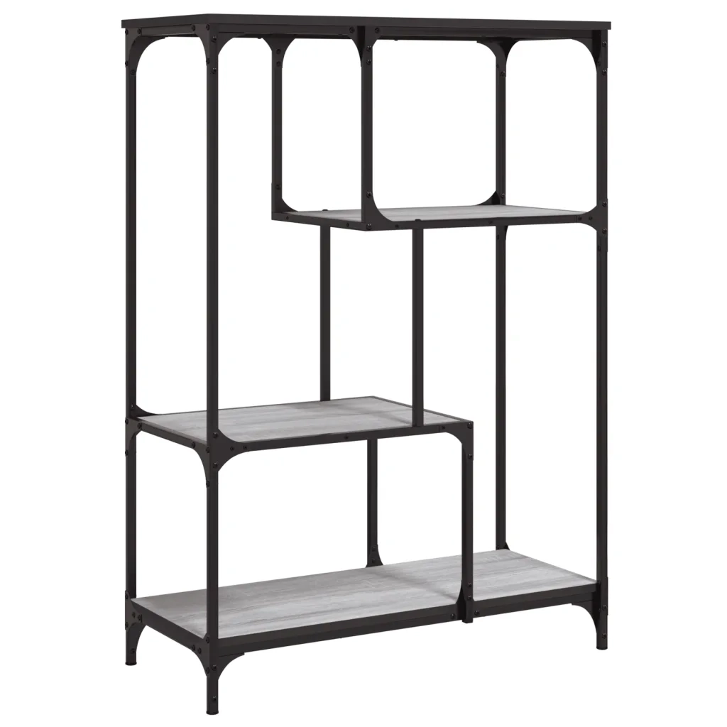 Libreria-Scaffale per Libri-Mobile di Stoccaggio Grigio Sonoma 81x36x115 cm Legno Multistrato e Acciaio