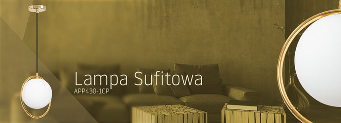 Lampada Da Soffitto Pensile Di Vetro Palla Oro Bianco Oro APP430-1CP