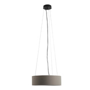 Lampada a Sospensione VIVIEN 48cm con Paralume Cilindrico in Tessuto Tortora e Attacco E27 per Interni - Rossini Group