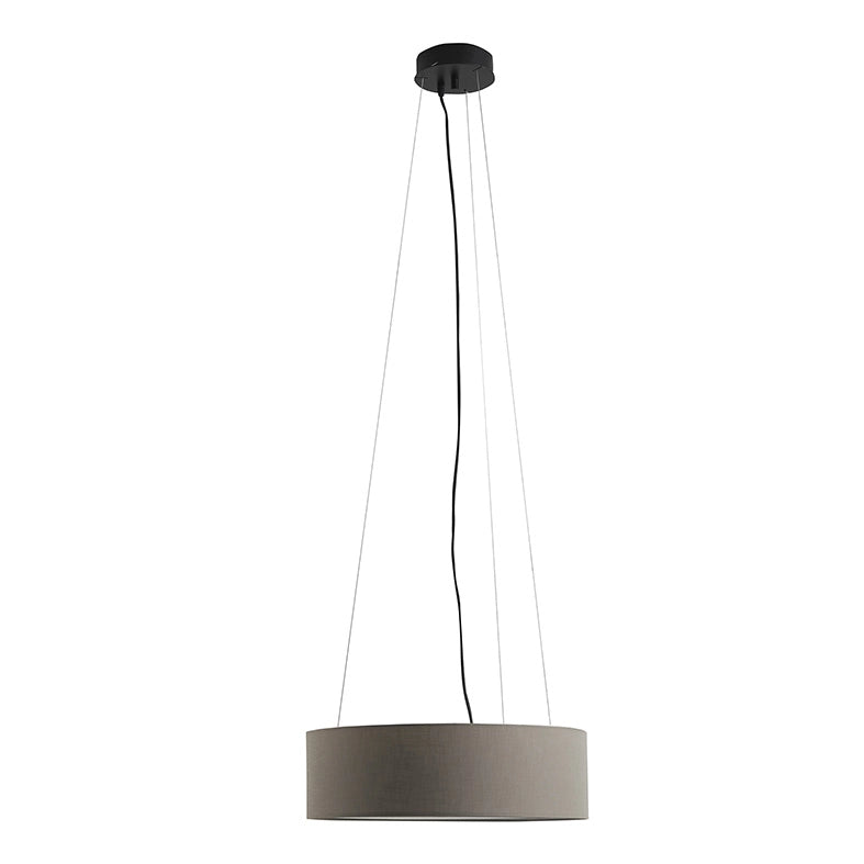 Lampada a Sospensione VIVIEN 48cm con Paralume Cilindrico in Tessuto Tortora e Attacco E27 per Interni - Rossini Group