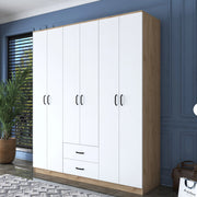 Armadio Camera da Letto Tadasuni, Guardaroba Grande 5 Ripiani, 180x210h cm Bianco