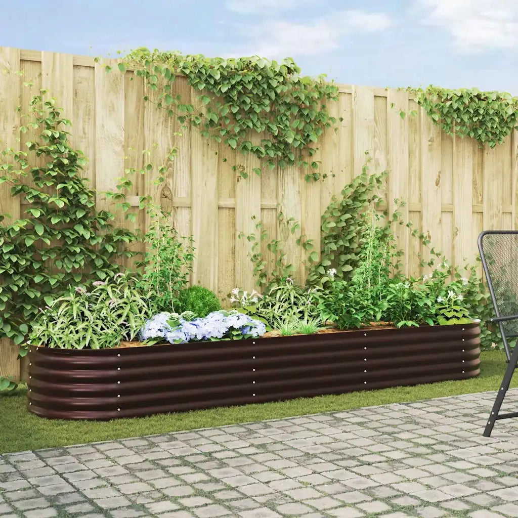 vidaXL Letto rialzato da giardino Marrone 320 x 80 x 44 cm Acciaio