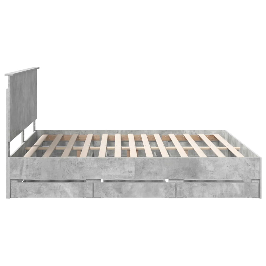 Struttura del letto con cassetto Grigio cemento 200 x 200 cm