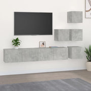 Mobile Porta TV a Parete Grigio Cemento in Legno Multistrato