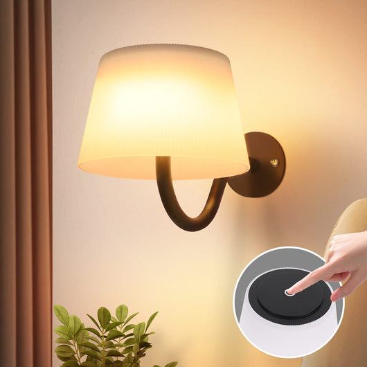 ZMH Lampada da parete per interni a batteria con interruttore applique da parete LED dimmerabili nere senza fili moderne