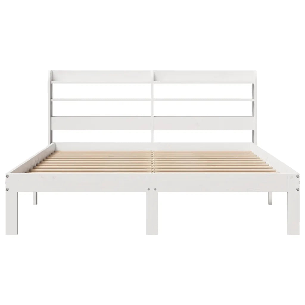 Giroletto con Testiera Bianco 135x190 cm Legno Massello di Pino 3306779