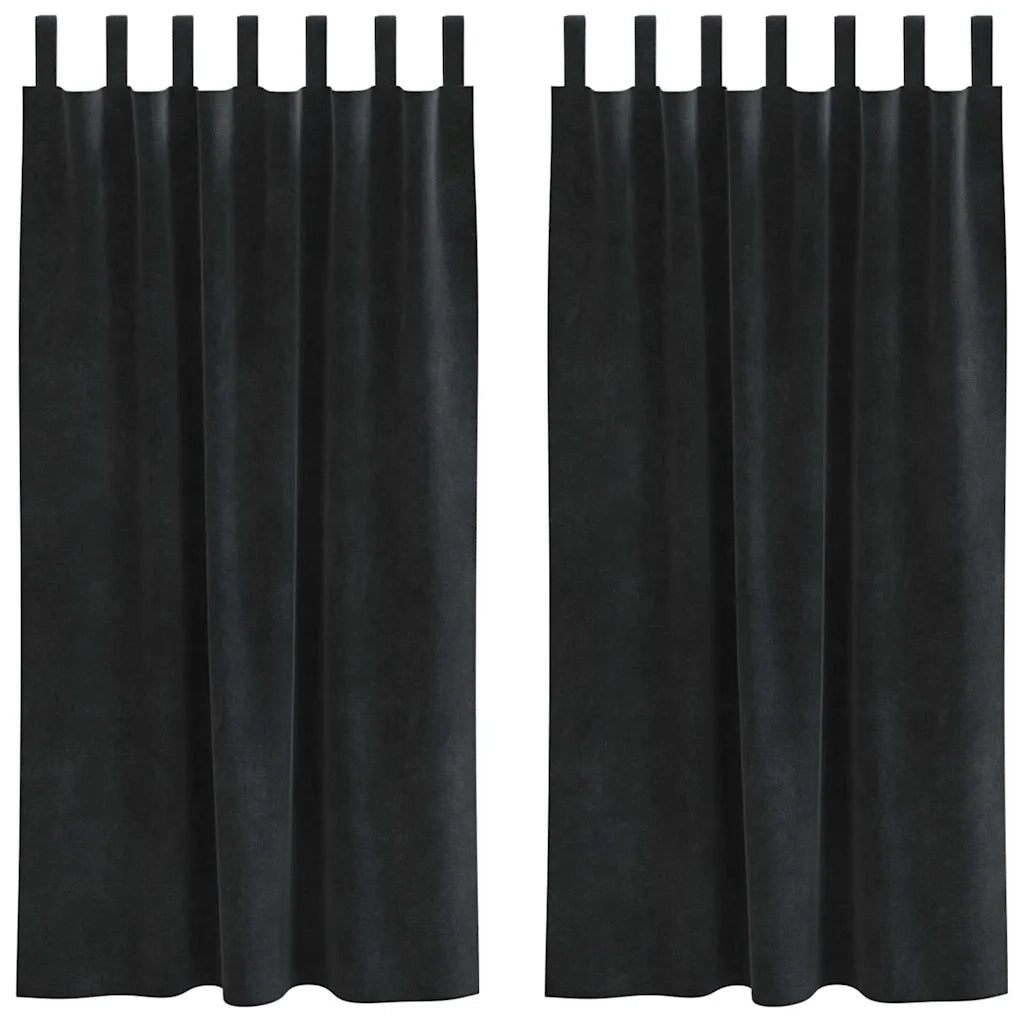 Tende Oscuranti | Tende Blackout 2 pz Nero 140 x 175 cm Velluto