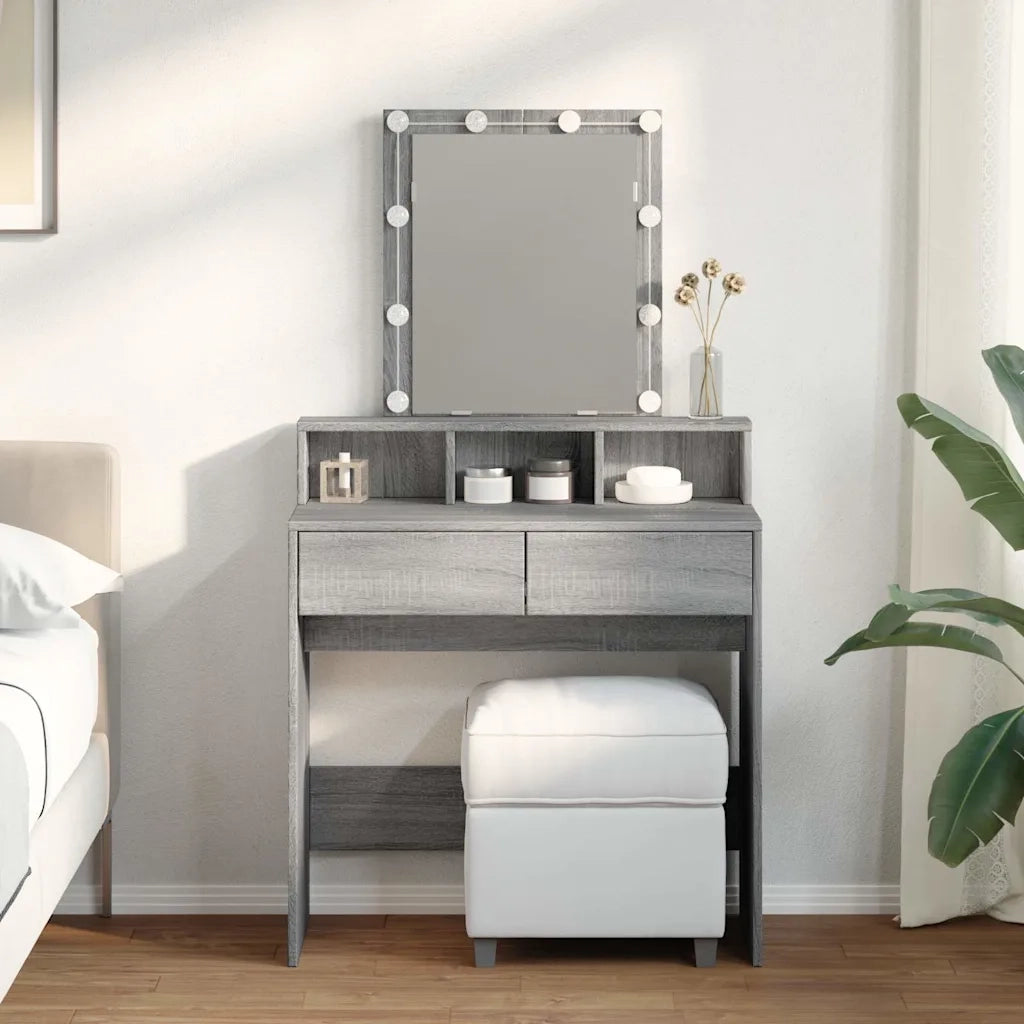 vidaXL Toeletta con LED Grigio Sonoma 80x41x144,5 cm