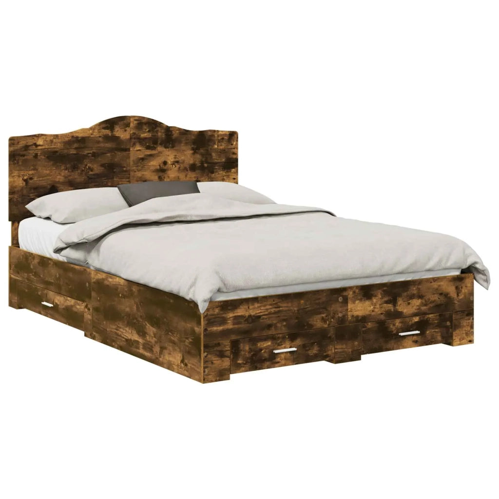Struttura del letto Rovere fumé 140 x 190 cm Legno multistrato