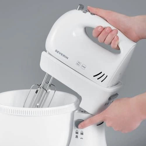 Severin hm 3810 sbattitore elettrico 300w da 3 litri con ciotola, mixer cucina con fruste e ganci, sbattitore elettrico con ciotola, 5 livelli di velocità e tasto turbo, bianco