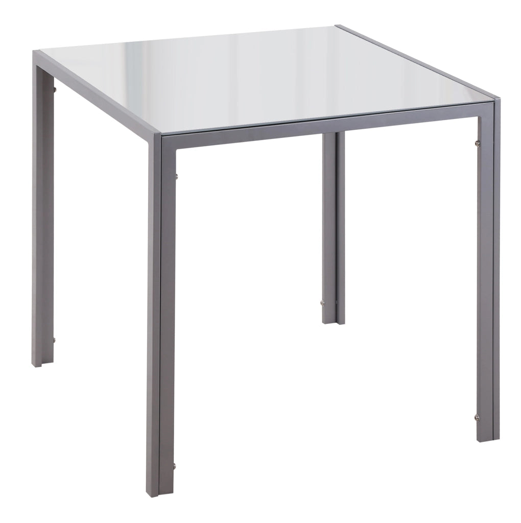 Tavolo da pranzo 75x75x75 cm per 4 persone in vetro e acciaio grigio