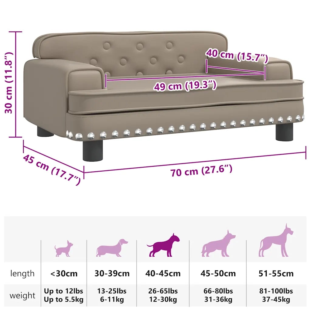 Lettino per Cani Cappuccino 70x45x30 cm in Similpelle 171893