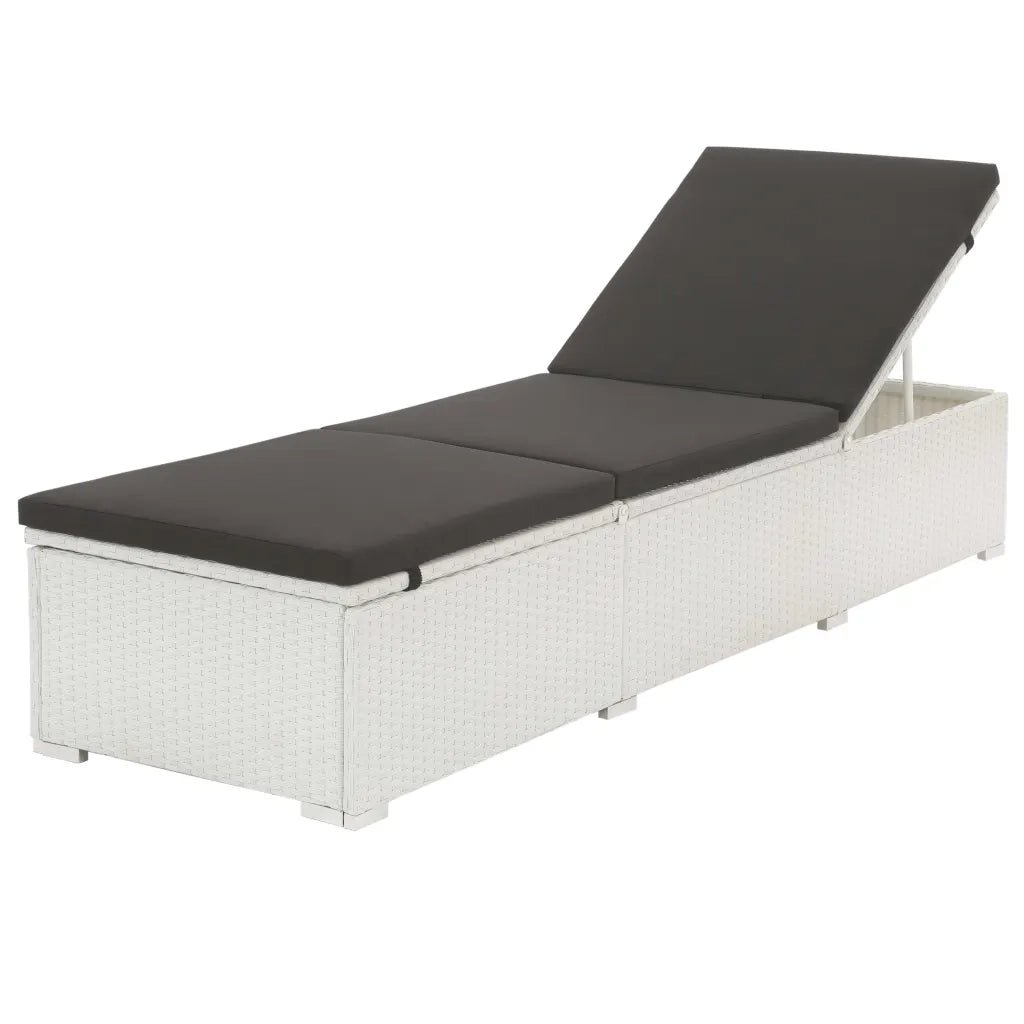Lettino Prendisole con Cuscino in Polyrattan Bianco cod mxl 10098