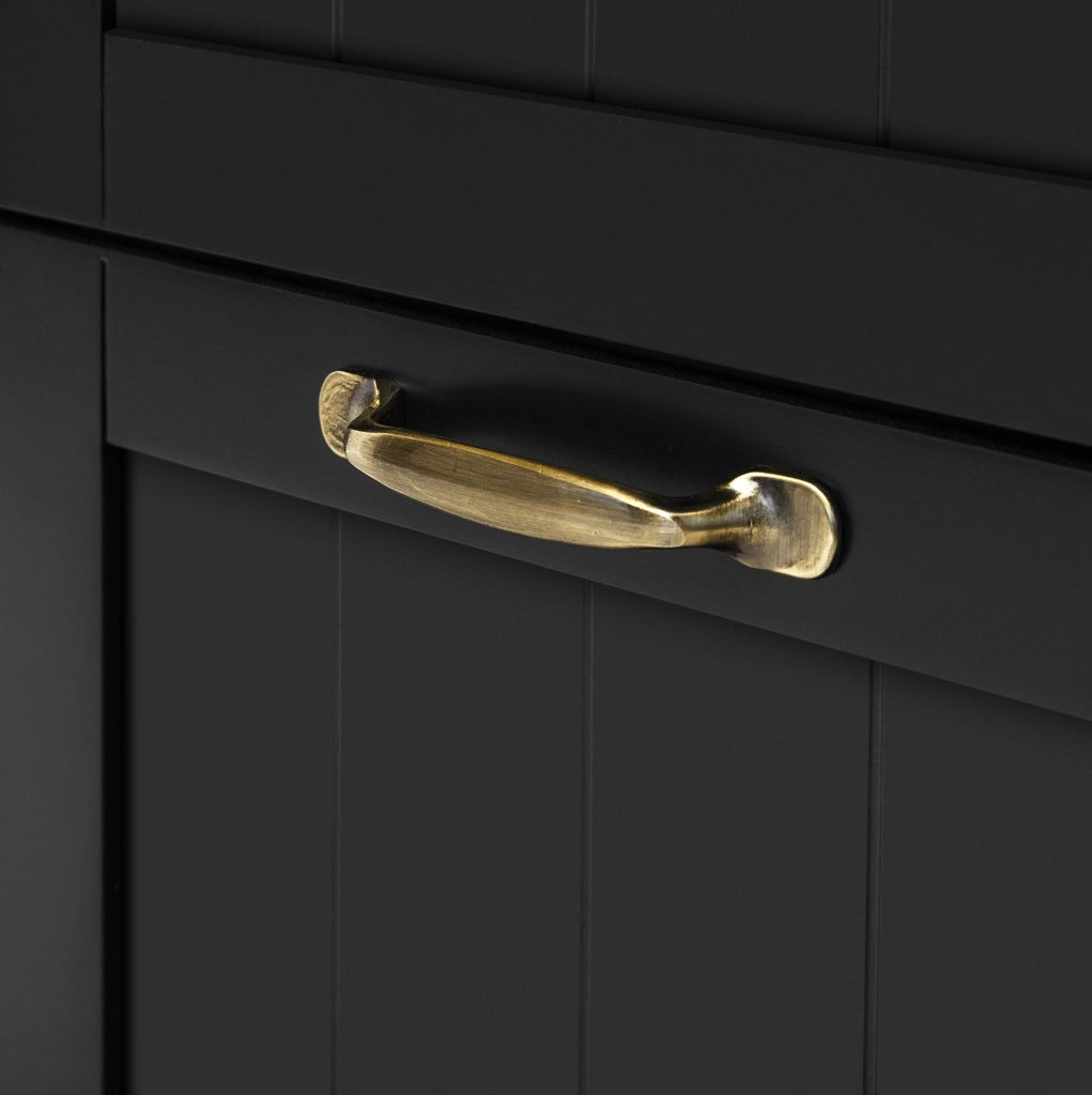 Isola da cucina mobile con piano pieghevole; prese AC USB e USB-C; MDF nero e naturale