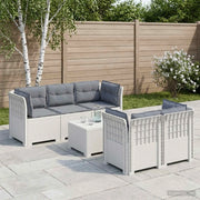 Divano da Giardino 5 Posti con Cuscini Stile Rattan PP Bianco 3443917