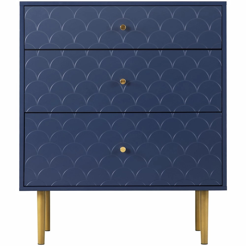 Cassettiera con 3 Cassetti ¨C MINIMAL ¨C Blu Navy, Sideboard per Camera e Soggiorno, 75x40x89 cm