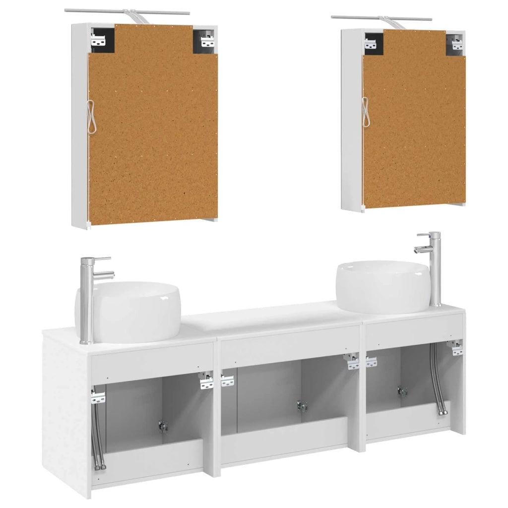 Set di Armadi da Bagno 5 pcs Bianco Legno ingegnerizzato 3406511