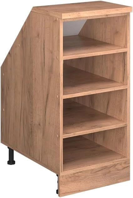 Armadio per tetto spiovente Rion, Quercia dorata, 40 x 81.8 cm con 4 scomparti, carcassa 60 cm profondità, adatto per il salvaspazio sotto tetti spioventi