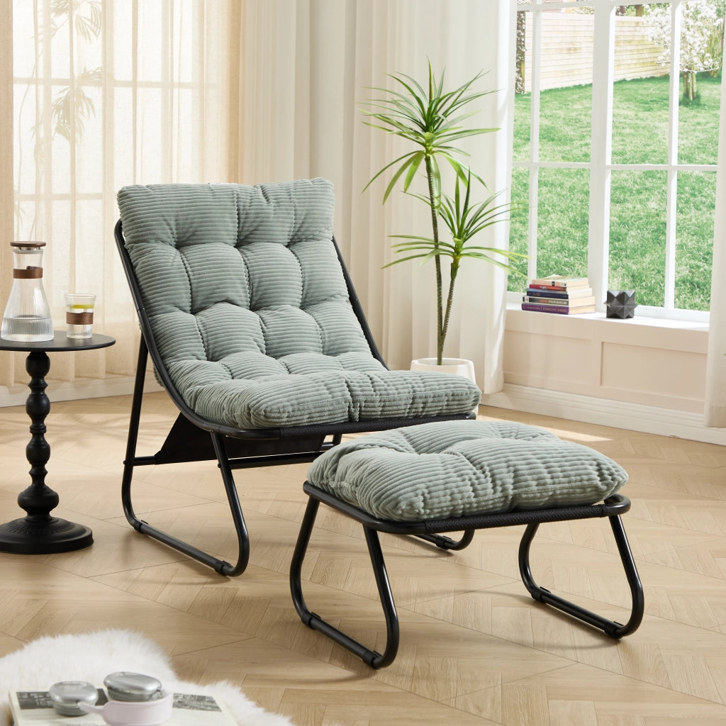 POLTRONA da esterno con pouf 65x78x86 cm in acciaio verde chiaro