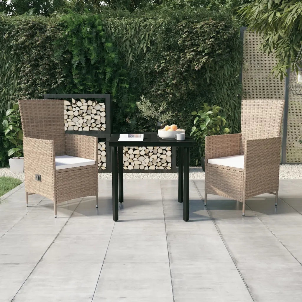 Set da Pranzo da Giardino 3 pz | Set Salotto da Giardino con Cuscini Beige