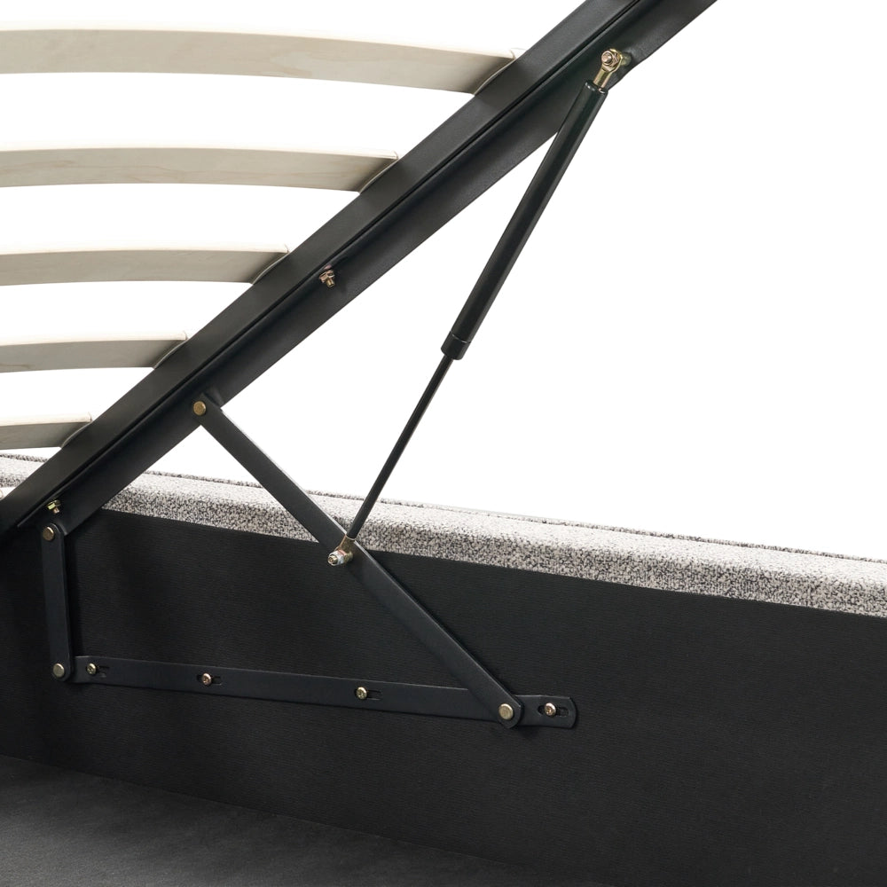 Letto king size 180 x 200 cm Bianco/Nero Rivestimento in Velluto elasticizzato con contenitore Telaio a doghe Camera da letto moderna contemporanea