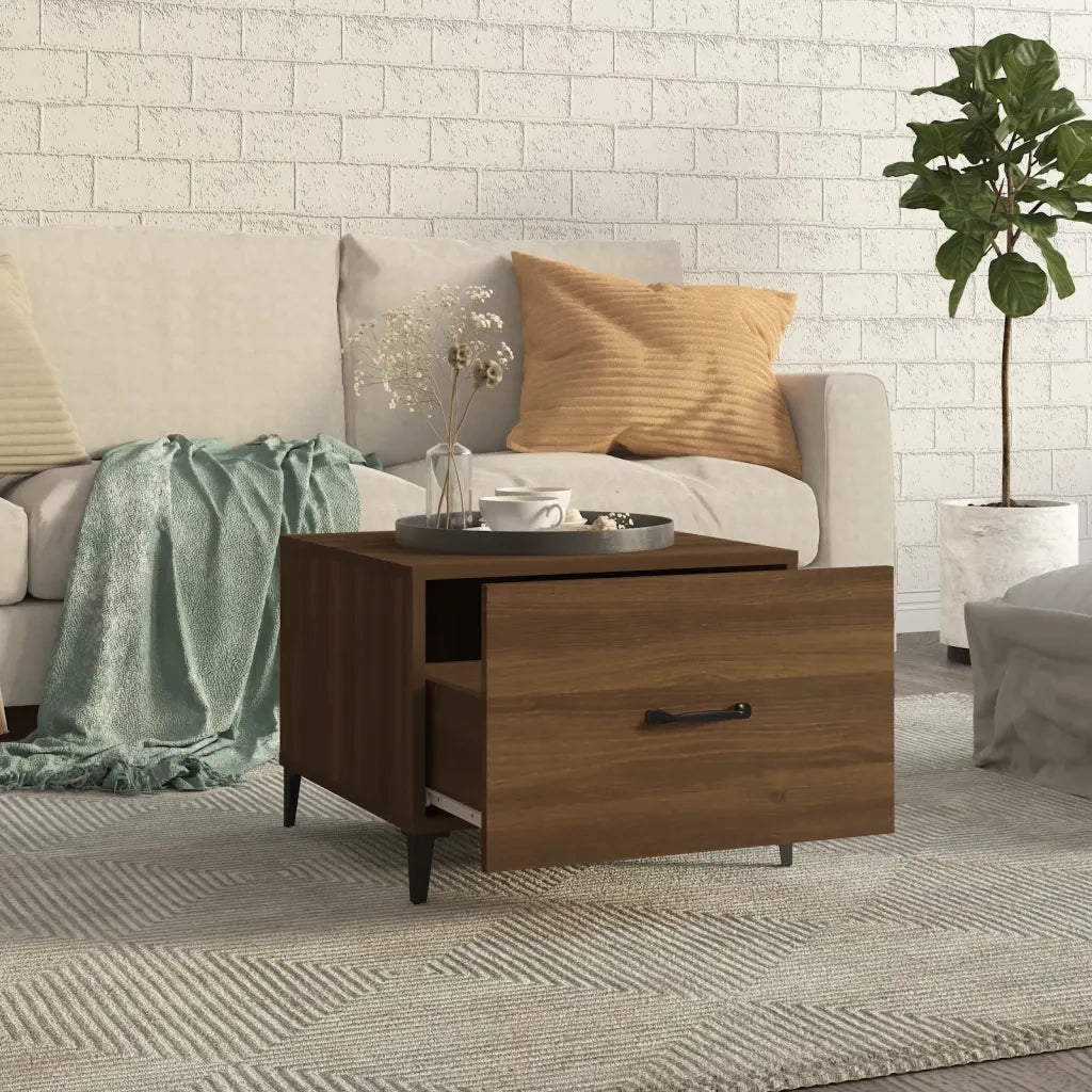 2 pz Tavolini salotto | Tavolino da caff¨¨ | Tavolino da Soggiorno Gambe in Metallo Rovere Marrone 50x50x40cm