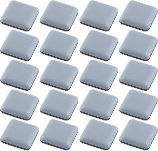 Set di 20 gommini autoadesivi per mobili da 2,5 cm x 2,5 cm, adatti per lo spostamento di sedie e su tappeti.
