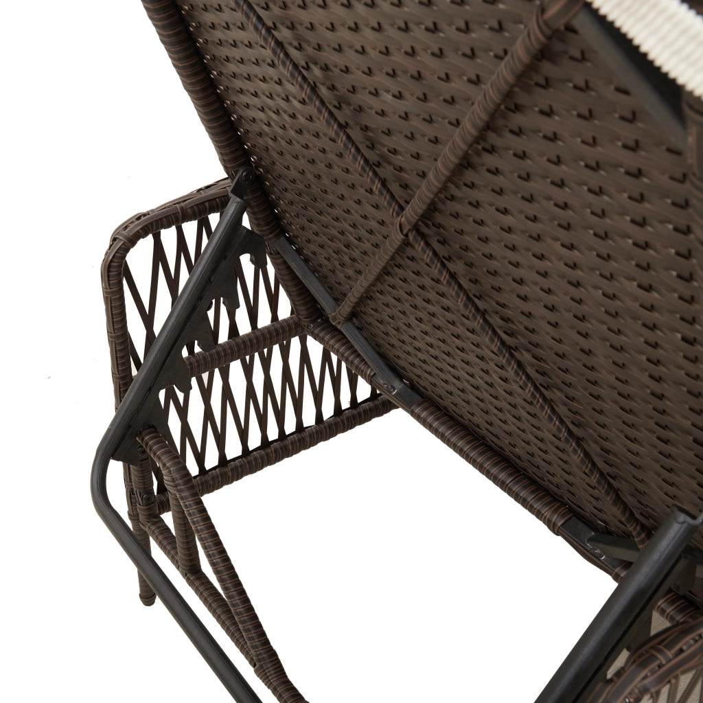 Set Lettino Prendisole Set di 3 Marrone e panna Polyrattan, metallo