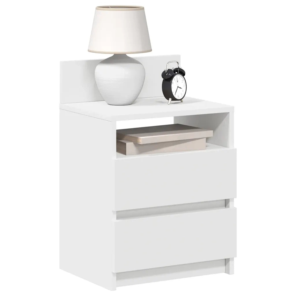 Comodini 2 pz con 2 Cassetti-Set di 2 Tavolino da notte Bianchi 40x33x60 cm